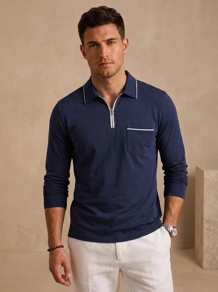 Men's long sleeve polo for everyday wear