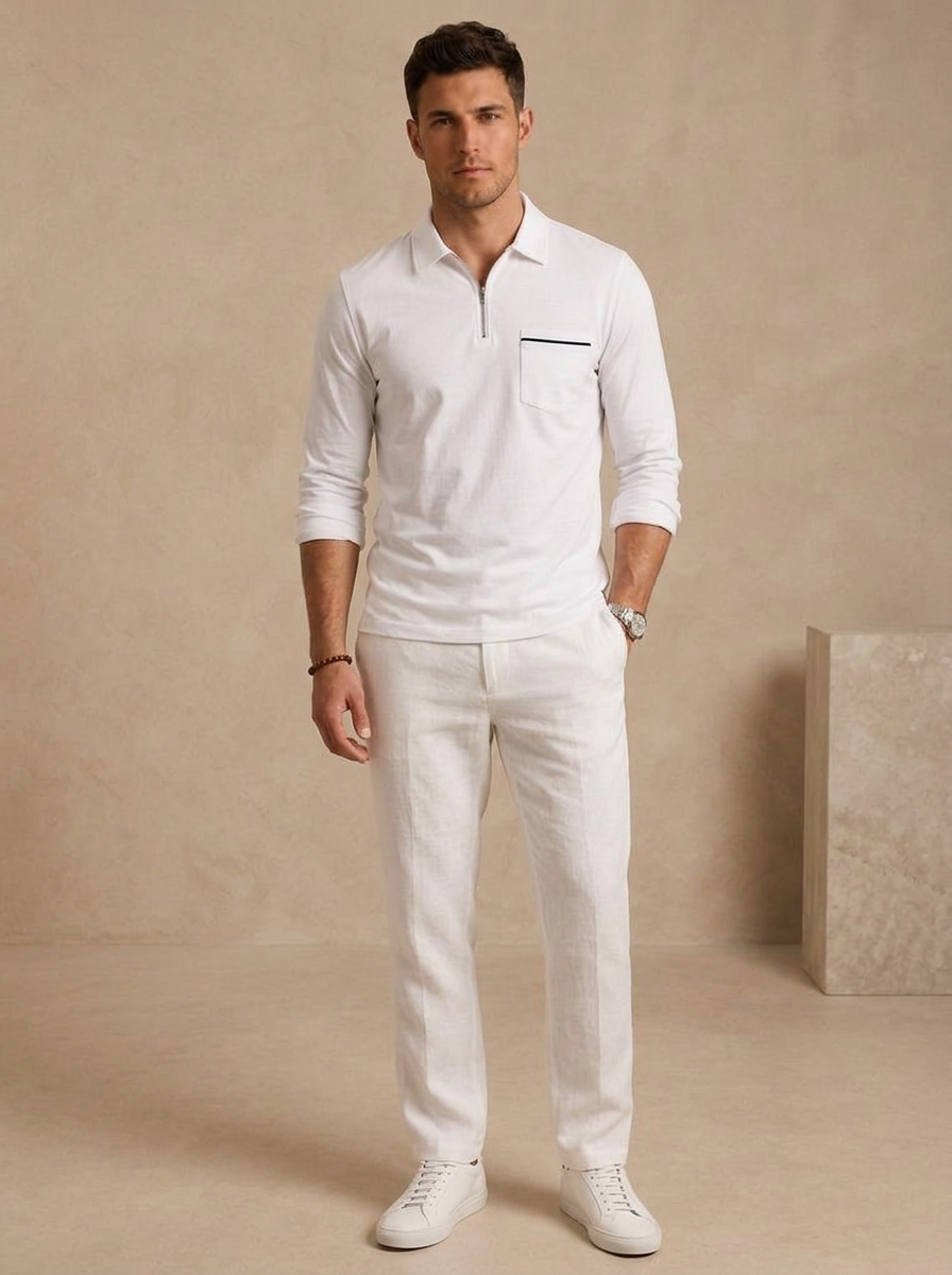 Cotton polo for smart casual styling