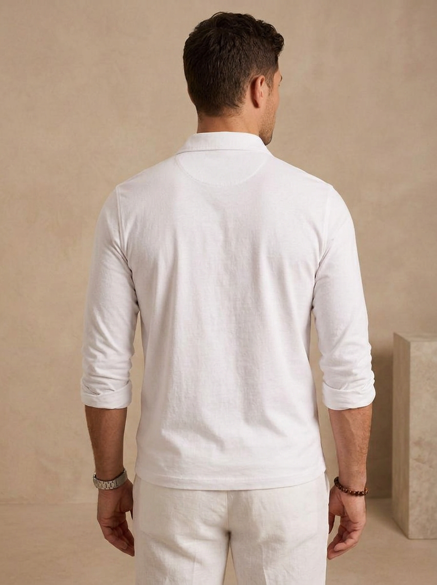 Slim fit polo shirt with long sleeves