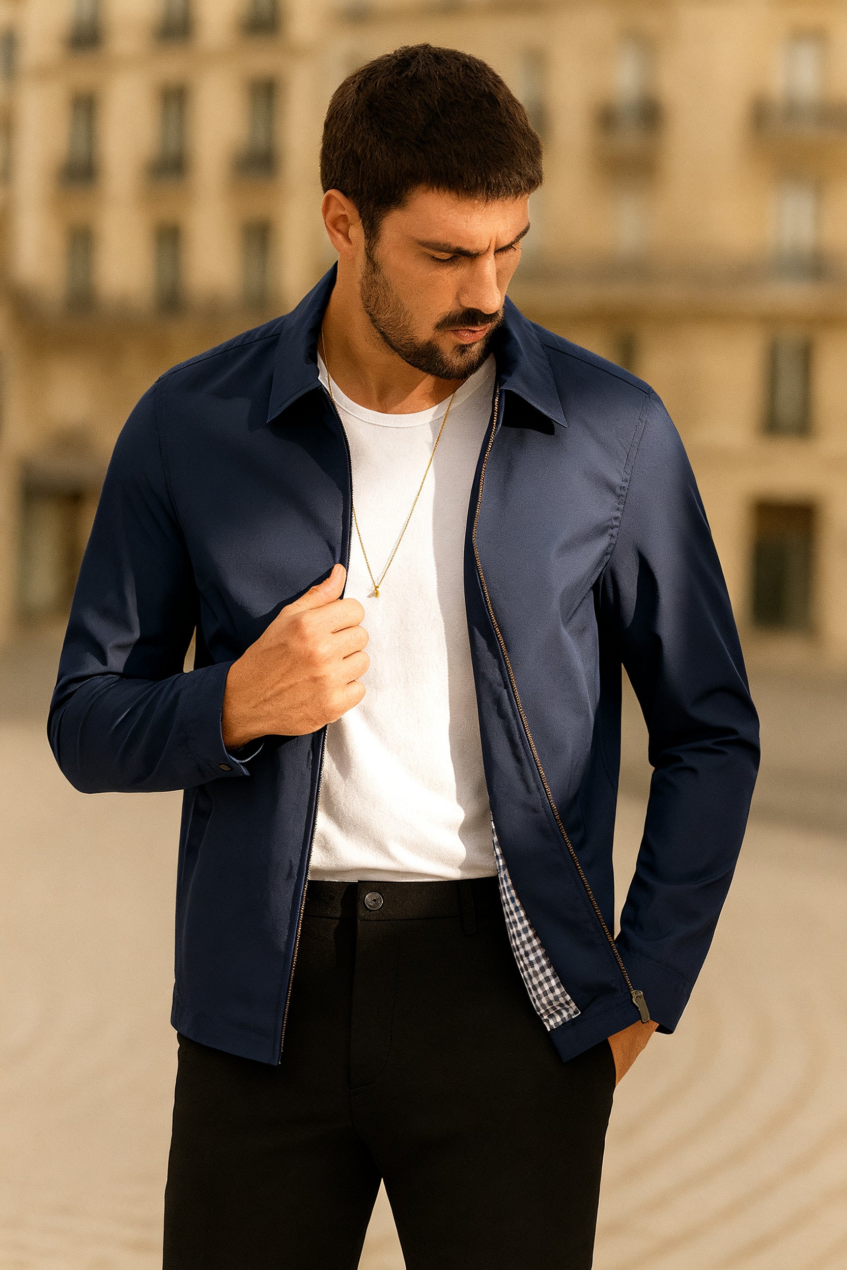 Veste Printemps Polyester Léger & Col Rabattu Homme